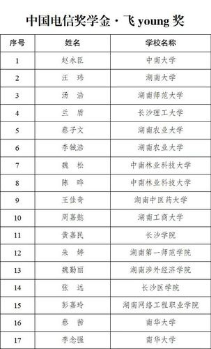 湖南化工职院学子首获2021年度“中国电信奖学金·飞young奖”